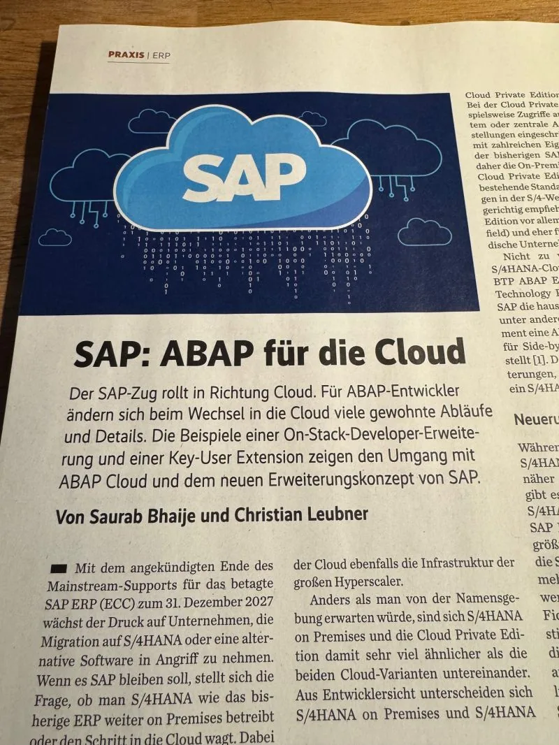 Artikel „SAP: ABAP für die Cloud“ in der iX